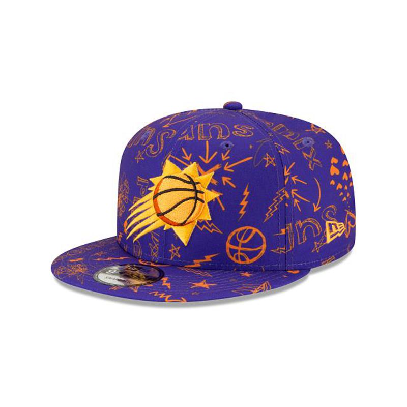 NBA Phoenix Suns Doodle 9Fifty Snapback (DGG6405) - Purple New Era Caps